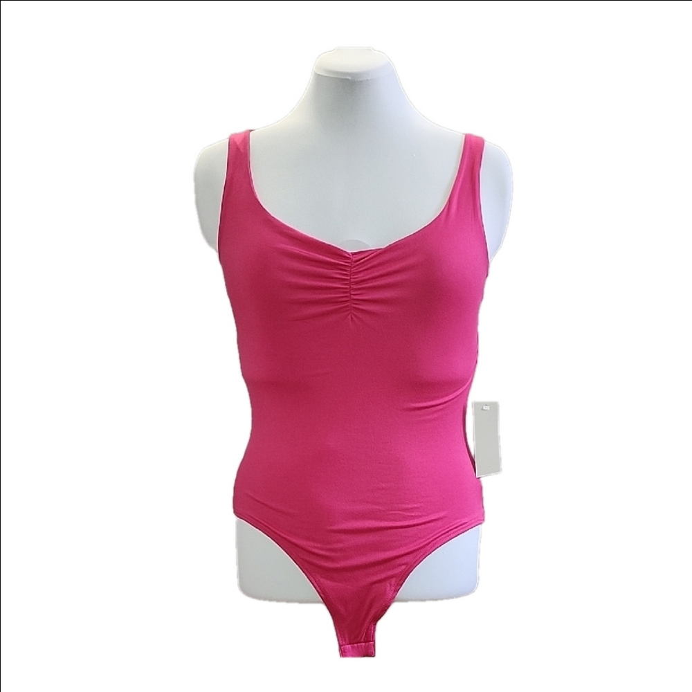 NWT GAZE Barbie pink ruched neckline sleeveless bodysuit